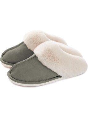 Women's Burnt Fluffy Non Slip Slippers Memory Foam Warm Cozy Indoor House Shoes